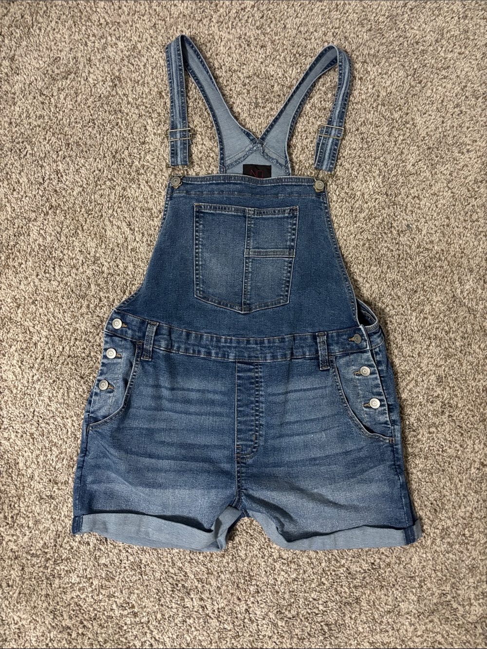 No Boundaries Blue Denim Short Overalls